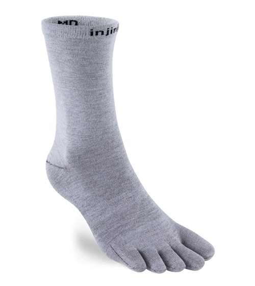 Injinji Liner Lightweight Coolmax Crew Toe Socks (Heather Grey)