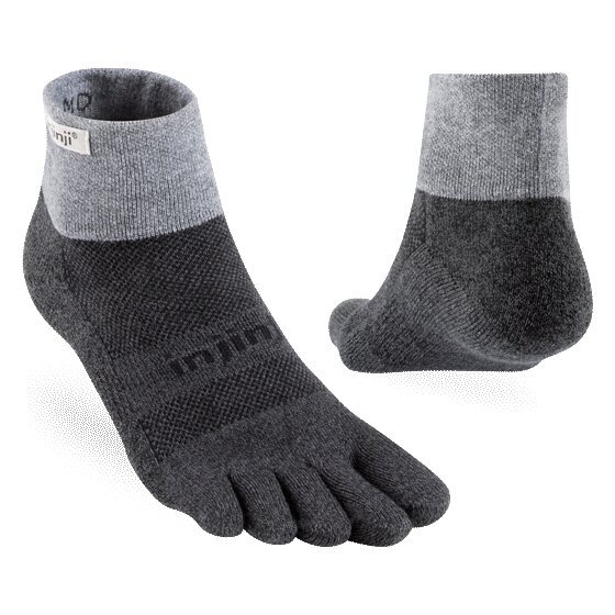 Injinji Trail Midweight Mini-Crew Running Toe Socks (Granite) - Dual