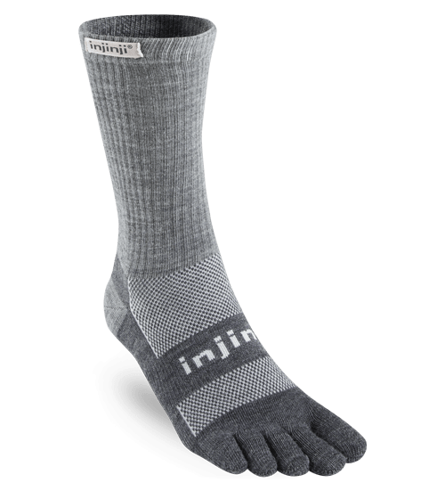 Injinji Outdoor Midweight Crew NuWool Toe Socks (Charcoal)