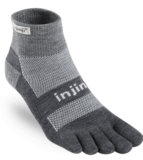 Injinji Outdoor Midweight Mini-Crew NuWool Toe Socks (Charcoal)