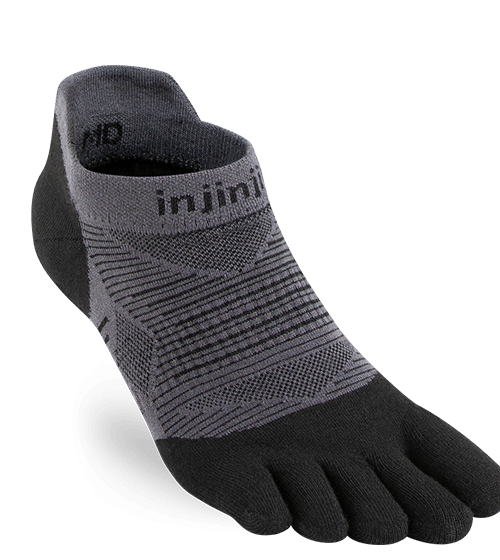 Injinji RUN 2.0 Lightweight No-Show Running Toe Socks (Black)