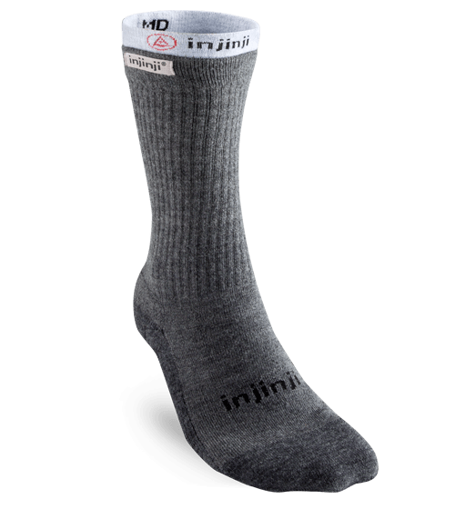 Injinji Mens Hiker + Liner Combo Crew Toe Socks (Charcoal & Heather Grey)