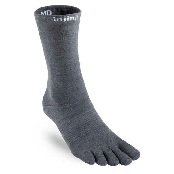 Injinji Liner Merino NuWool Lightweight Crew Toe Socks (Charcoal)
