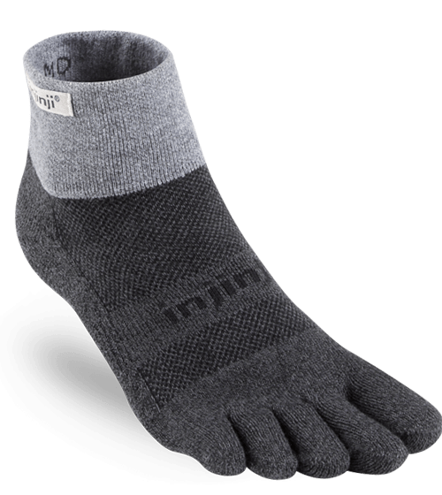 Injinji Trail Midweight Mini-Crew Running Toe Socks (Granite)