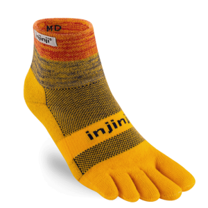 Injinji Trail Midweight Mini-Crew Running Toe Socks (Marigold)