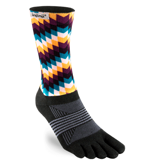 Injinji Womens Trail Midweight Crew Toe Socks (Feathers)