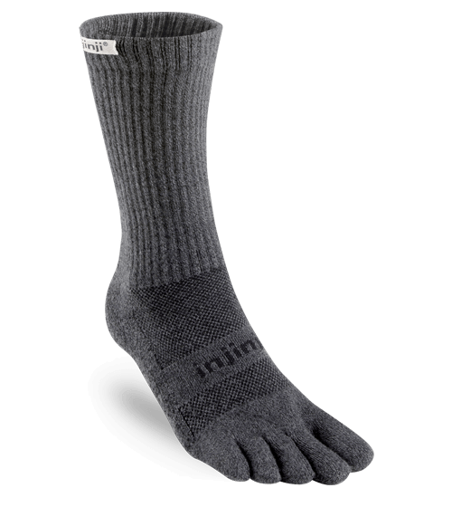 Injinji Trail Crew Midweight Running Toe Socks (Granite)