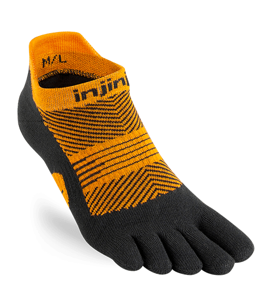 Injinji Womens RUN Lightweight No-Show Running Toe Socks (Tiger)