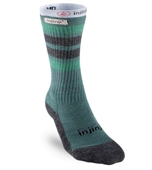 Injinji Mens Hiker + Liner Combo Crew Toe Socks (Moss & Heather Grey)