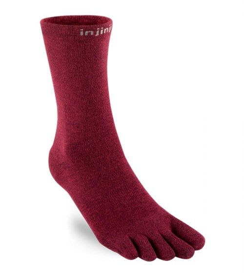 Injinji Liner Lightweight Coolmax Crew Toe Socks (Burgundy)