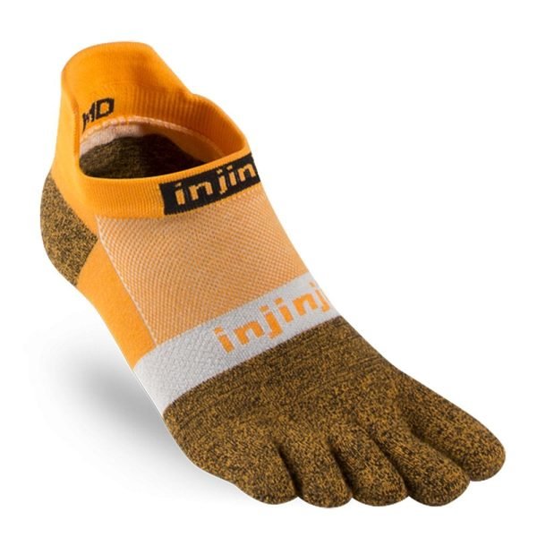 Injinji RUN Lightweight No-Show Running Toe Socks (Tangerine)