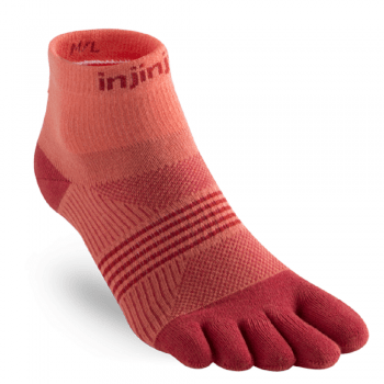 Injinji Womens RUN Lightweight Mini-Crew Running Toe Socks (Cranberry)