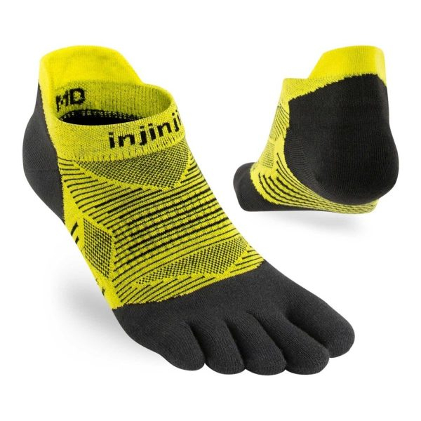 Injinji RUN Lightweight No-Show Running Toe Socks (Limeade) - angles