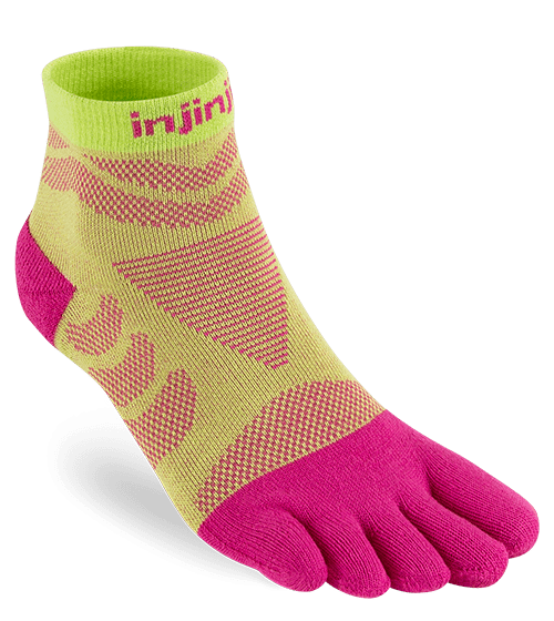 Injinji Womens Ultra Run Mini Crew Toe Running Socks (Melon)