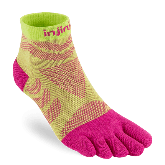 Injinji Womens Ultra Run Mini Crew Toe Running Socks (Melon)
