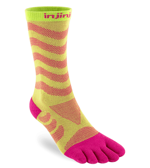 Injinji Womens Ultra Run Crew Toe Running Socks (Melon)