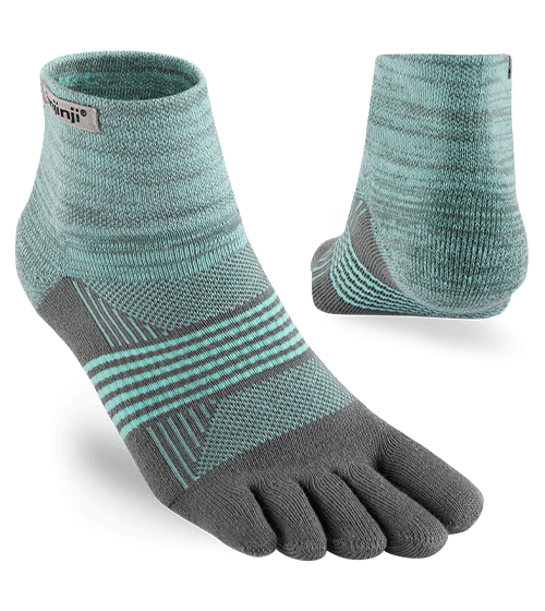 Injinji Womens Trail Midweight Mini-Crew Running Toe Socks Mint