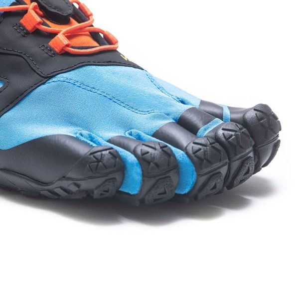 Vibram FiveFingers Mens V-TRAIL 2.0 Minimalist Trail Shoe - Blue/Orange - Toes