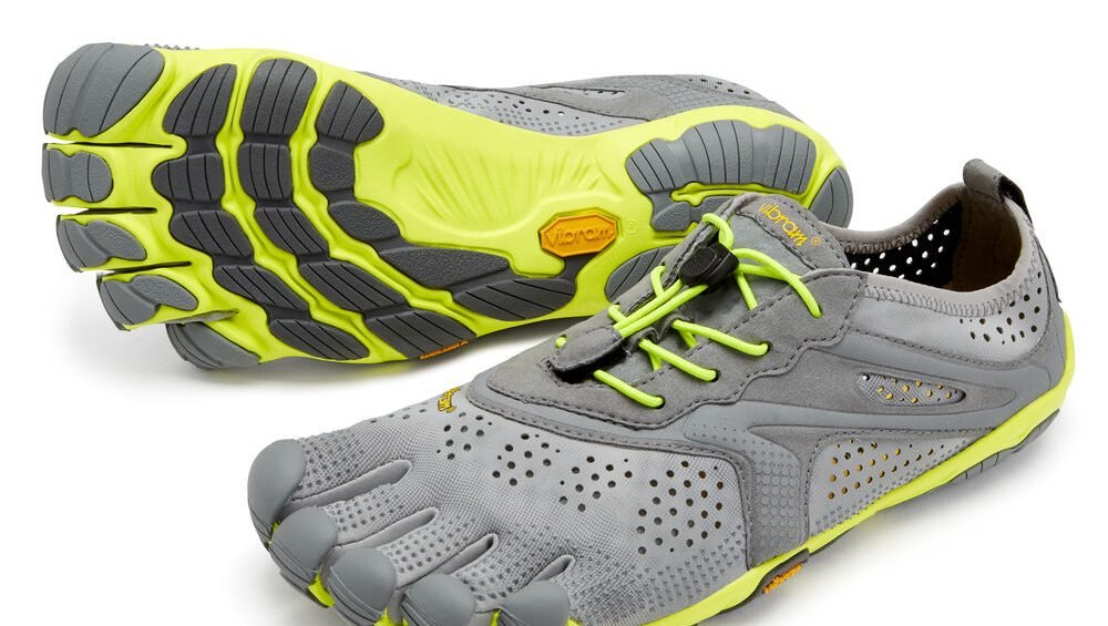 Vibram FiveFingers Mens V-RUN Minimalist Running Shoe - Grey/Yellow