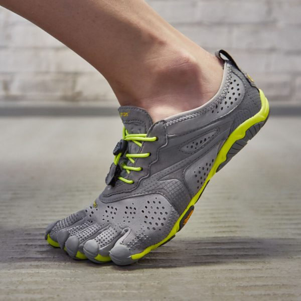 Vibram Fivefingers Womens V-RUN Minimalist Running Shoes - Grey/Yellow - Lifestyle