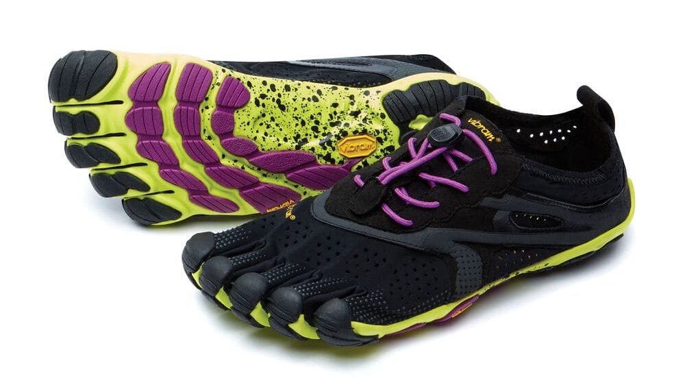 Vibram Fivefingers Womens V-RUN Minimalist Running Shoes - Black/Yellow/Purple