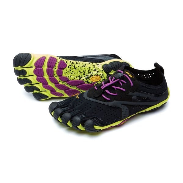 Vibram Fivefingers Womens V-RUN Minimalist Running Shoes - Black/Yellow/Purple