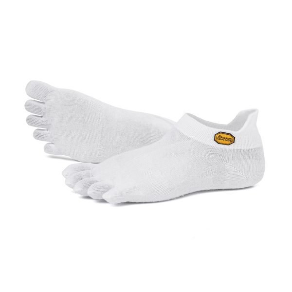 Vibram 5TOE Athletic No Show Toe Socks (White) - Dual