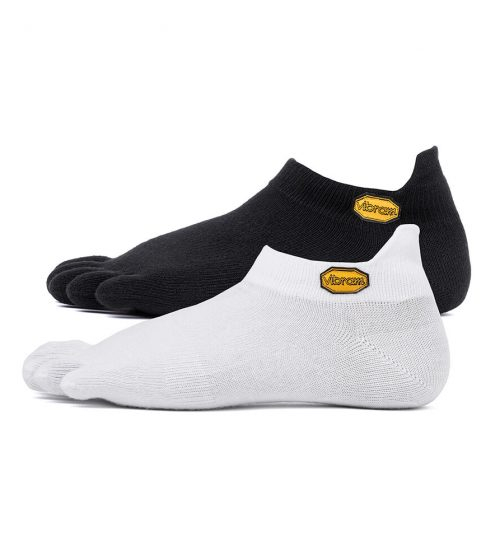 Vibram 5TOE Athletic No Show Toe Socks - Twin Pack - (1 x Black, 1 x White)