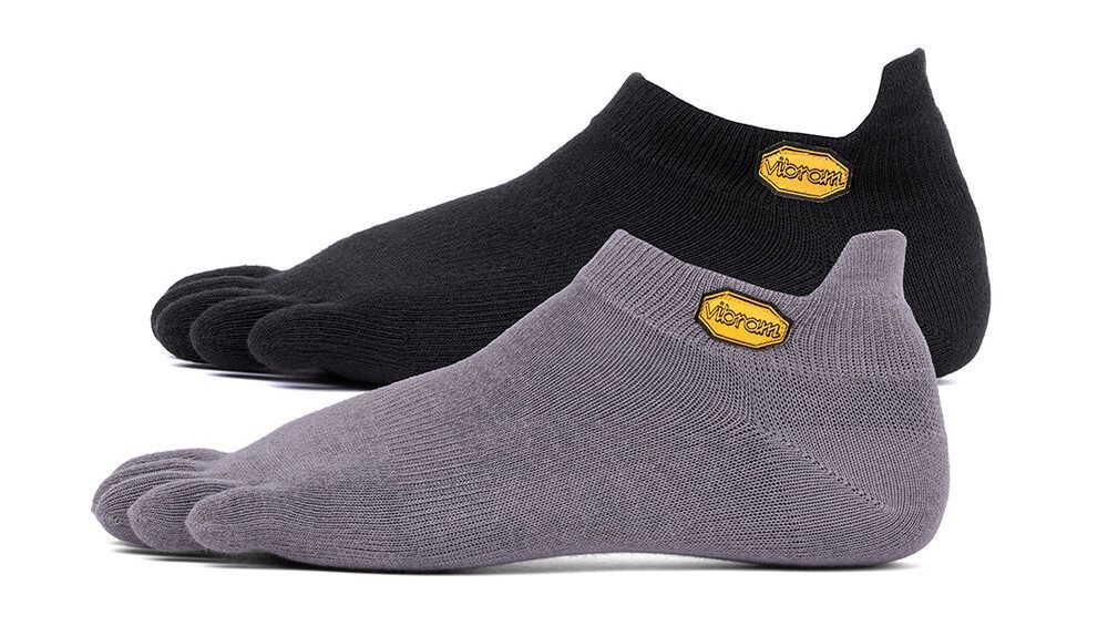 Vibram 5TOE Athletic No Show Toe Socks - Twin Pack - (1 x Black, 1 x Grey)