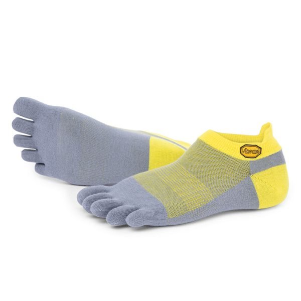 Vibram 5TOE Athletic No Show Toe Socks (Grey/Yellow) - Dual