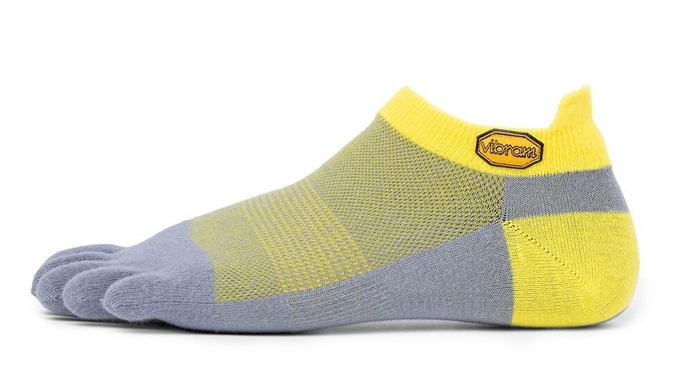 Vibram 5TOE Athletic No Show Toe Socks (Grey/Yellow)