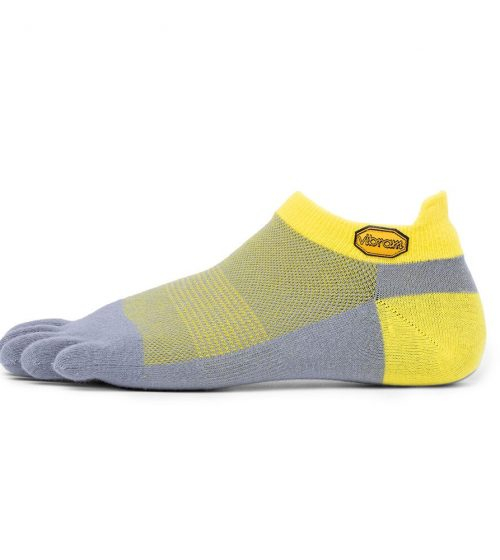 Vibram 5TOE Athletic No Show Toe Socks (Grey/Yellow)