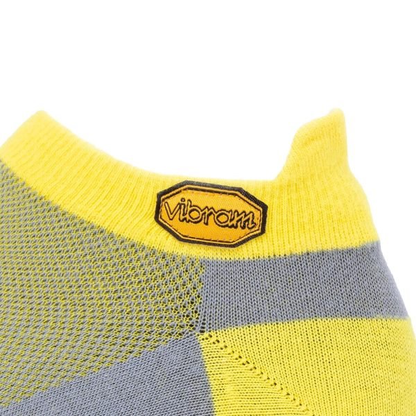 Vibram 5TOE Athletic No Show Toe Socks (Grey/Yellow) - Cuff