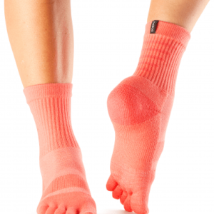 ToeSox Sports Toe Socks - Medium Weight Crew (Coral)
