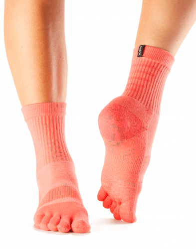 ToeSox Sports Toe Socks - Medium Weight Crew (Coral)
