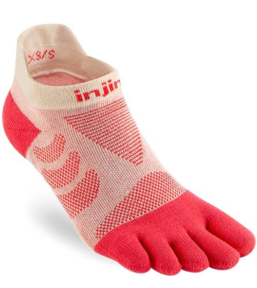 Injinji Womens Ultra Run No-Show Toe Running Socks (Peach)