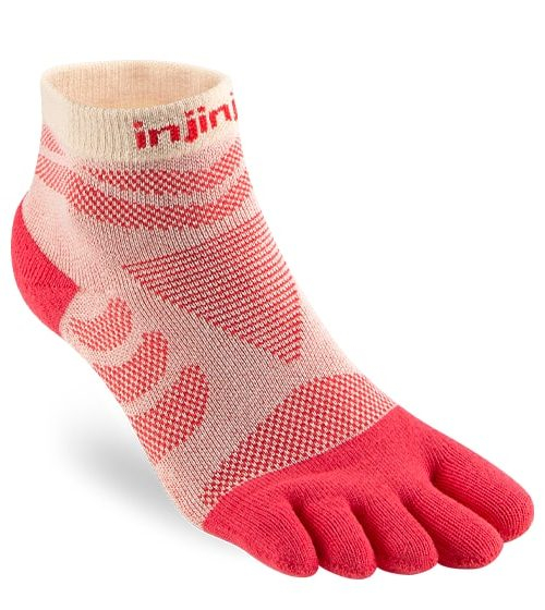 Injinji Womens Ultra Run Mini Crew Toe Running Socks (Peach)