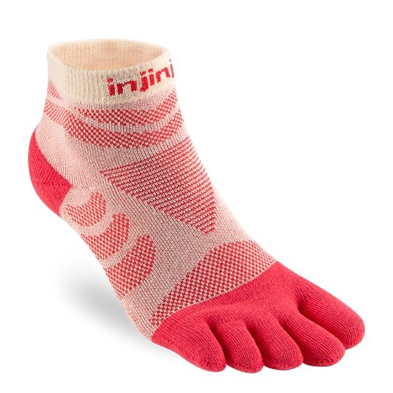 Injinji Womens Ultra Run Mini Crew Toe Running Socks (Peach)