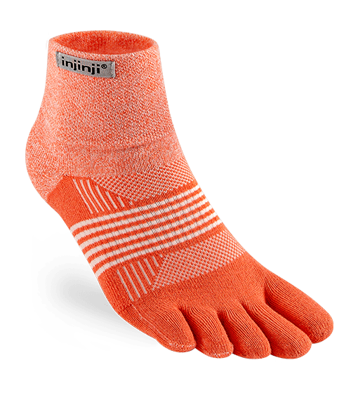 Injinji Womens Trail Midweight Mini-Crew Running Toe Socks (Geranium)