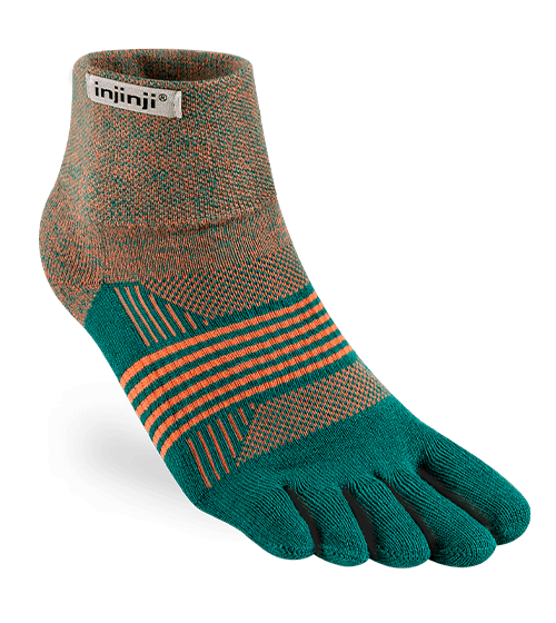 Injinji Womens Trail Midweight Mini-Crew Running Toe Socks (Tidepool)