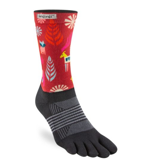 Injinji Womens Trail Crew Midweight Running Toe Socks (Folk)