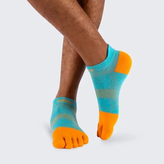 injinji Run Lightweight No Show Unisex Running Toe Socks (Tangelo