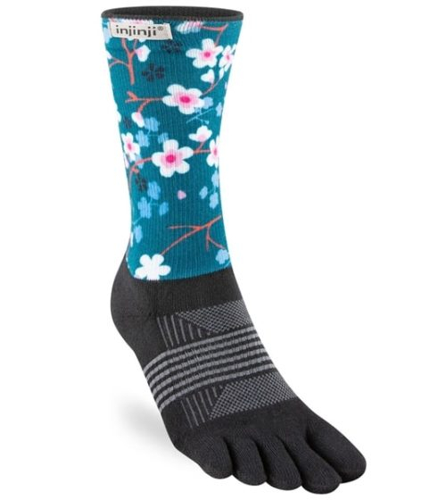 Injinji Womens Trail Crew Midweight Running Toe Socks (Blossom)