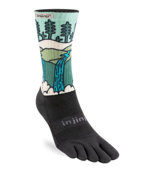 Injinji Artist Designed Trail Crew Midweight Running Toe Socks (Cascade)