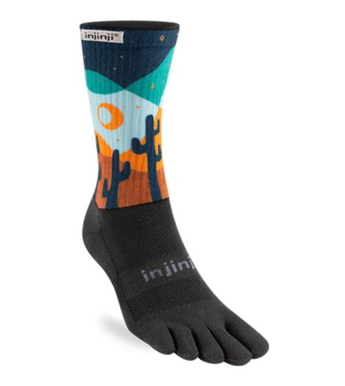 Injinji Artist Designed Trail Crew Midweight Running Toe Socks (Midnight)