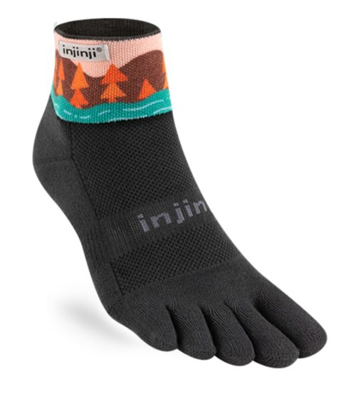 Injinji Artist Designed Trail Midweight Mini-Crew Running Toe Socks (Stream)