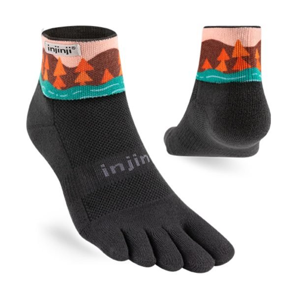 Injinji Artist Designed Trail Midweight Mini-Crew Running Toe Socks (Stream) - pair