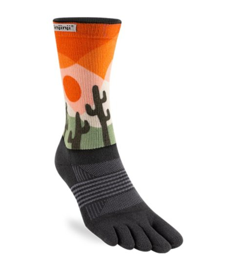 Injinji Artist Designed Womens Trail Crew Midweight Running Toe Socks (Sunrise)