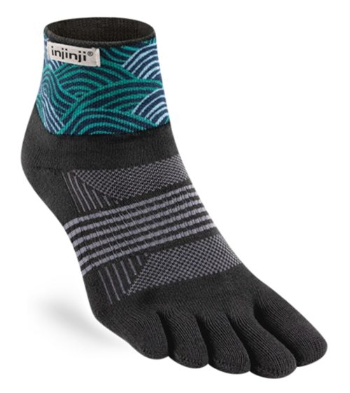 Injinji Artist Designed Womens Trail Midweight Mini-Crew Running Toe Socks - (Flow)
