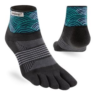 Injinji Artist Designed Womens Trail Midweight Mini-Crew Running Toe Socks - (Flow) - Twin